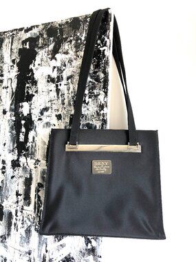 DKNY Black Structured Handbag with Silver Hardware